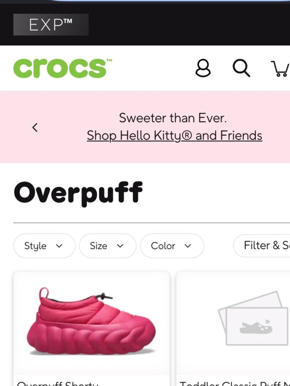 CROCS Overpuff Shorty Slip-On in Bright Pink